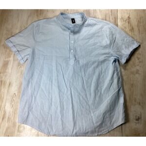 Ouku Light Blue Linen Shirt Women's Large Hippy Natural Minimalist